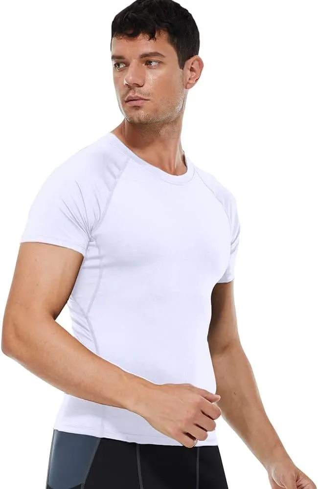 Compression Shirt Men Short Sleeve T-Shirt Cool Dry Top Baselayer Undershirts for Workout Gym Football Basketball