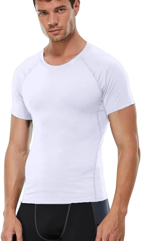 Compression Shirt Men Short Sleeve T-Shirt Cool Dry Top Baselayer Undershirts for Workout Gym Football Basketball