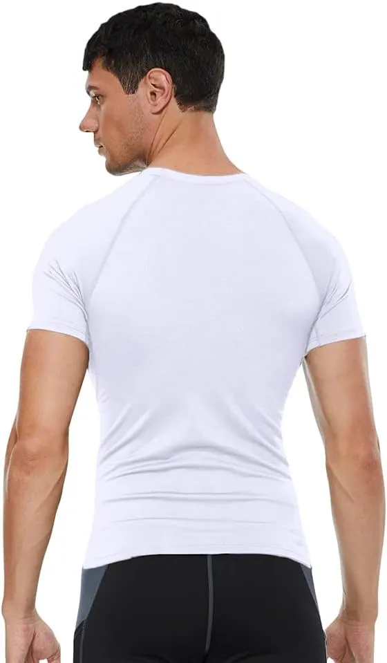 Compression Shirt Men Short Sleeve T-Shirt Cool Dry Top Baselayer Undershirts for Workout Gym Football Basketball