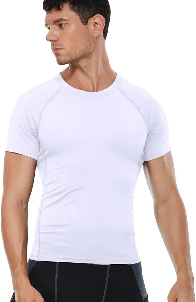 Compression Shirt Men Short Sleeve T-Shirt Cool Dry Top Baselayer Undershirts for Workout Gym Football Basketball