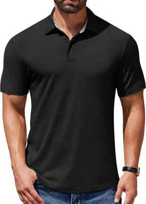 COOFANDY Men's Casual Polo Shirts Short Sleeve Classic Basic Tee Button Collar Shirt Summer Golf T-Shirt