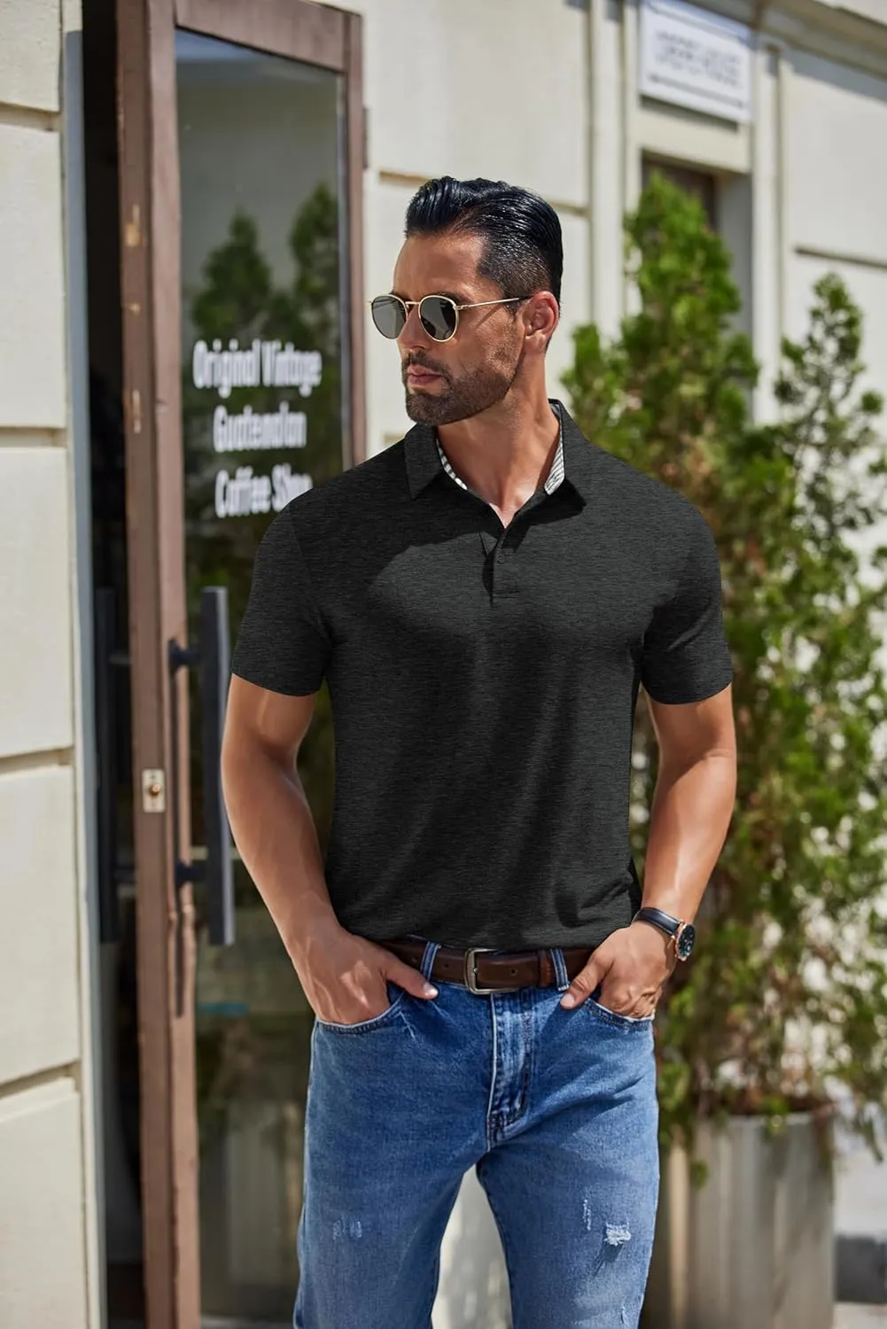 COOFANDY Men's Casual Polo Shirts Short Sleeve Classic Basic Tee Button Collar Shirt Summer Golf T-Shirt