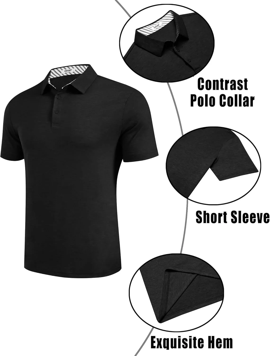 COOFANDY Men's Casual Polo Shirts Short Sleeve Classic Basic Tee Button Collar Shirt Summer Golf T-Shirt
