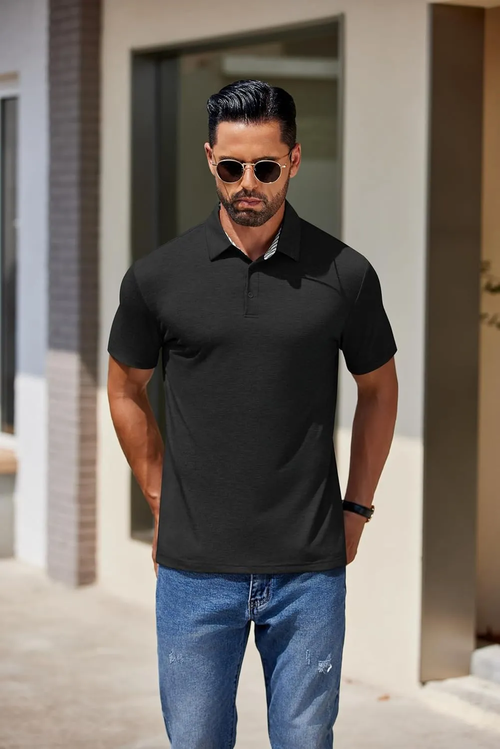 COOFANDY Men's Casual Polo Shirts Short Sleeve Classic Basic Tee Button Collar Shirt Summer Golf T-Shirt