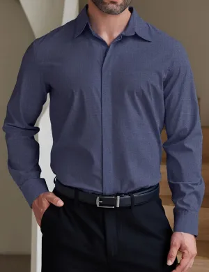 COOFANDY Men's Formal Dress Shirt Hidden Button Front Wrinkle Free Shirt Regular Fit Stretch Business Casual Shirts