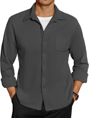 COOFANDY Men's Long Sleeve Button Down Shirt Casual Lightweight Shacket Spring Fall Shirt Jacket Overshirt with Pockets