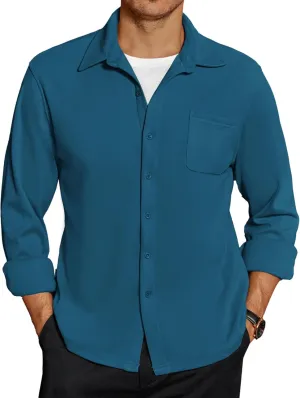 COOFANDY Men's Long Sleeve Button Down Shirt Casual Lightweight Shacket Spring Fall Shirt Jacket Overshirt with Pockets
