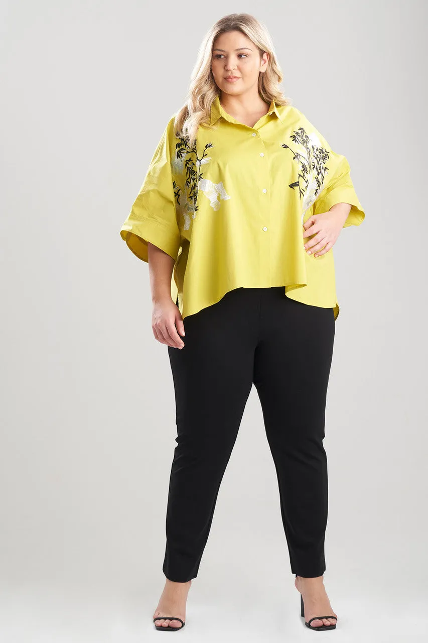 Cotton Poplin Applique Caftan Shirt