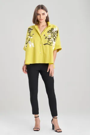 Cotton Poplin Applique Caftan Shirt