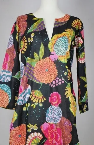 Cotton Tunic Top Mums in Black