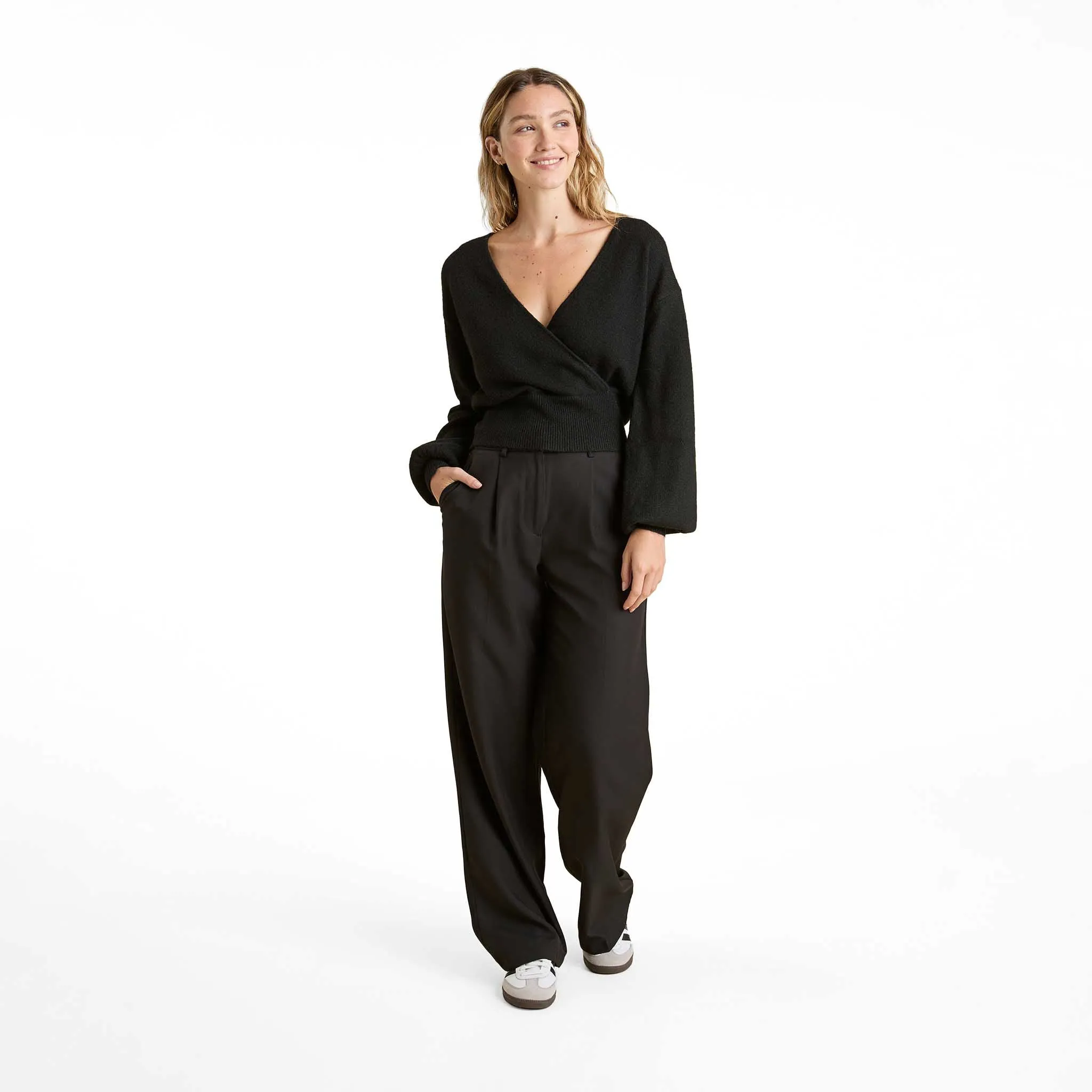 Cozy Knit Wrap Sweater | Black
