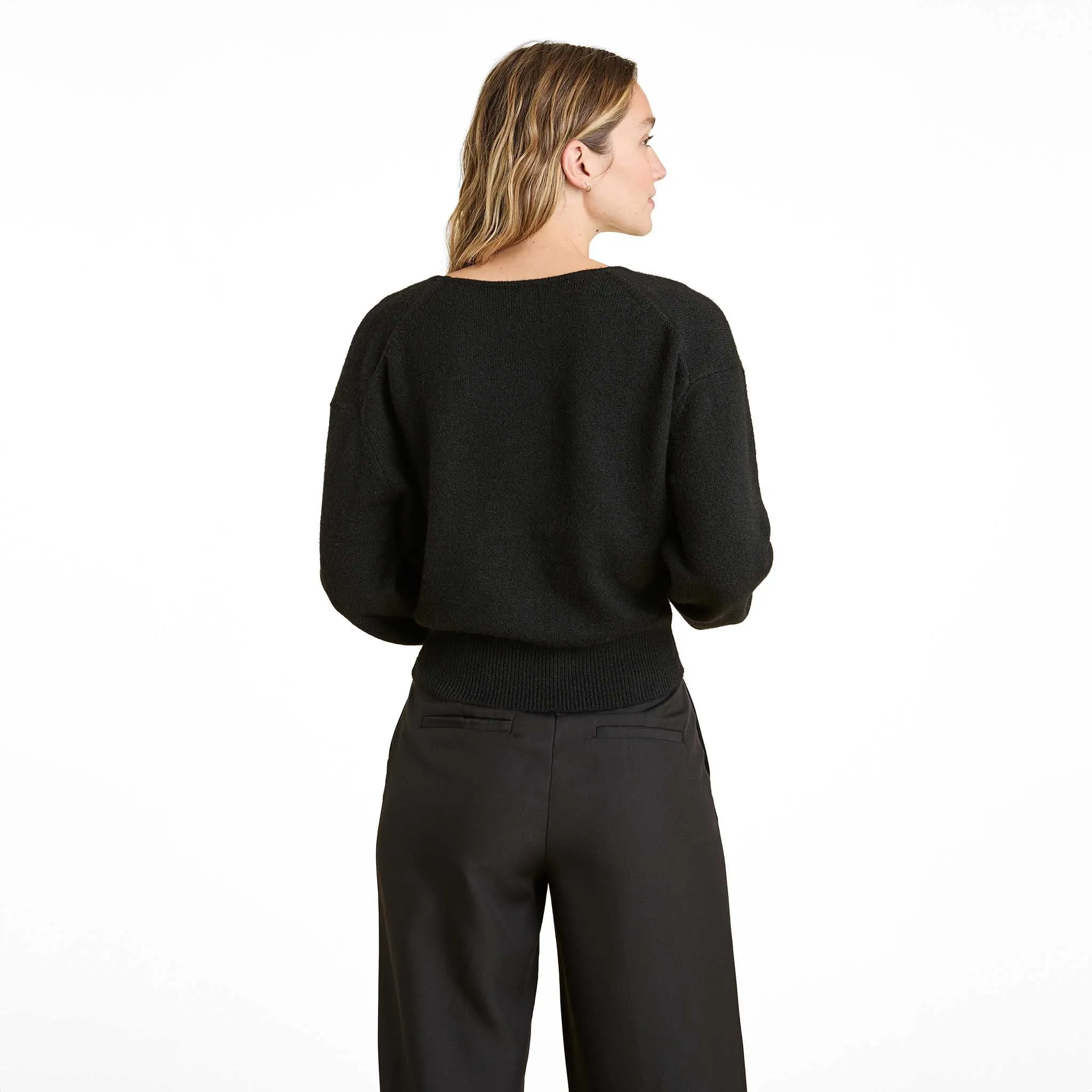 Cozy Knit Wrap Sweater | Black