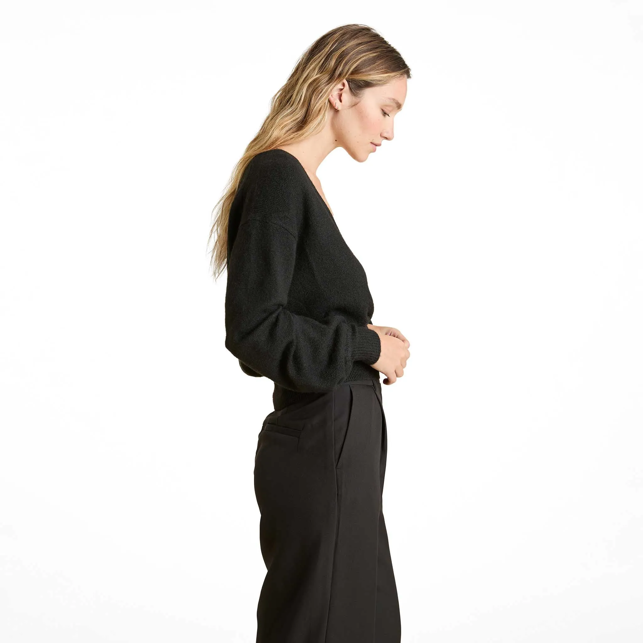 Cozy Knit Wrap Sweater | Black