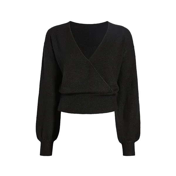 Cozy Knit Wrap Sweater | Black