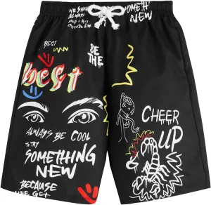 COZYEASE Boy's Paisley Graphic High Waisted Shorts Casual Summer Shorts with Pocket