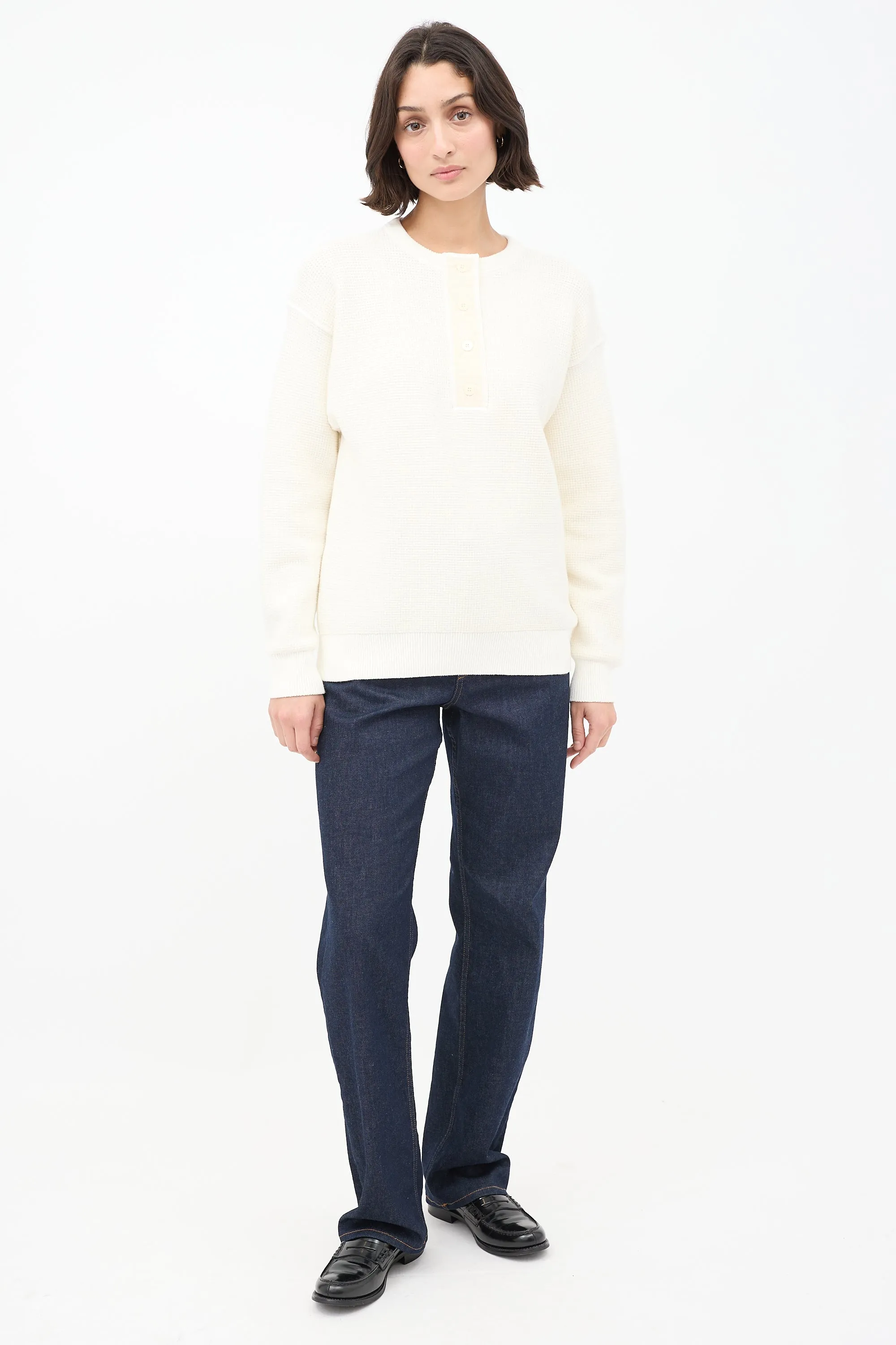 Cream Cotton Grelda Waffle Knit Sweater