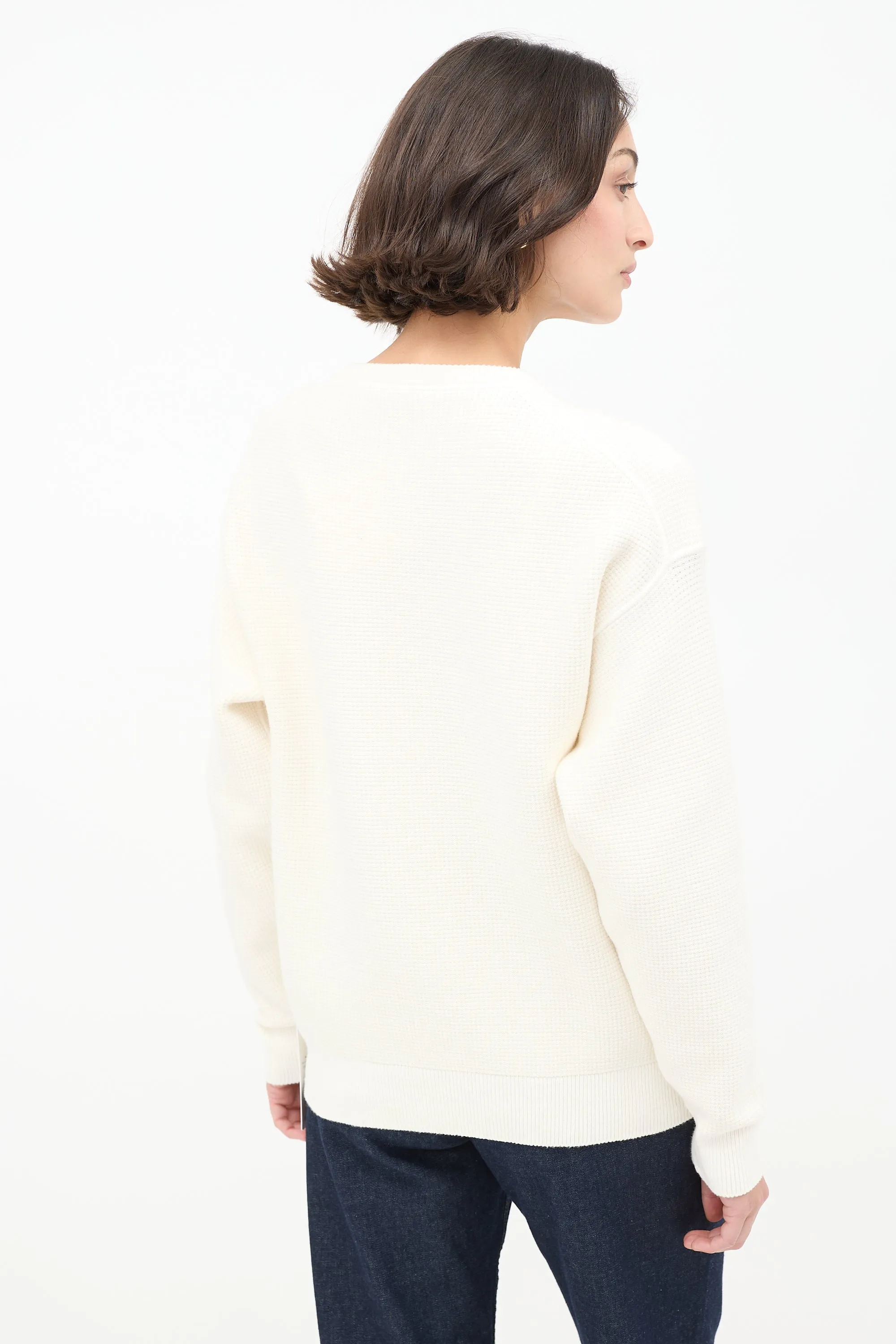 Cream Cotton Grelda Waffle Knit Sweater