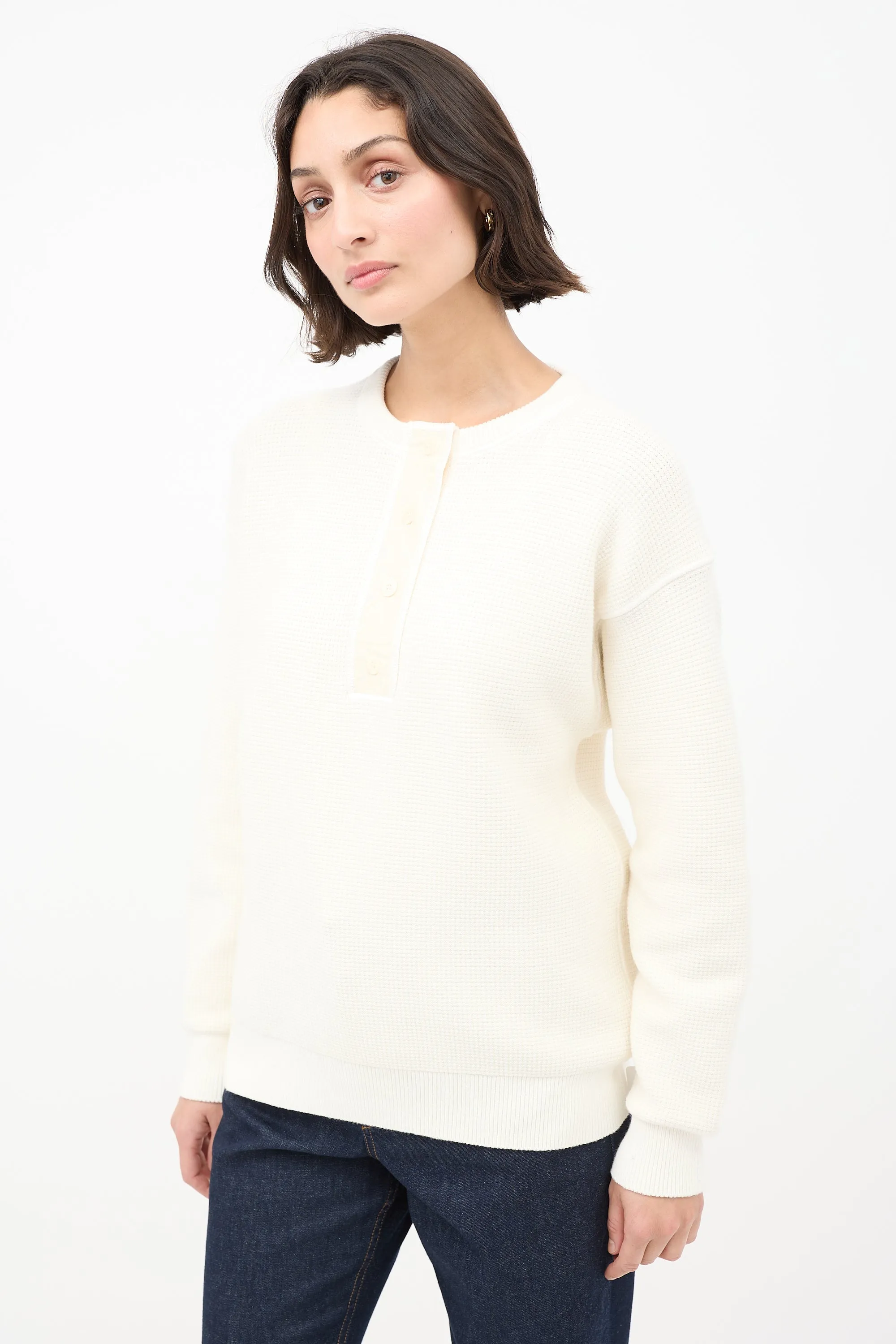 Cream Cotton Grelda Waffle Knit Sweater