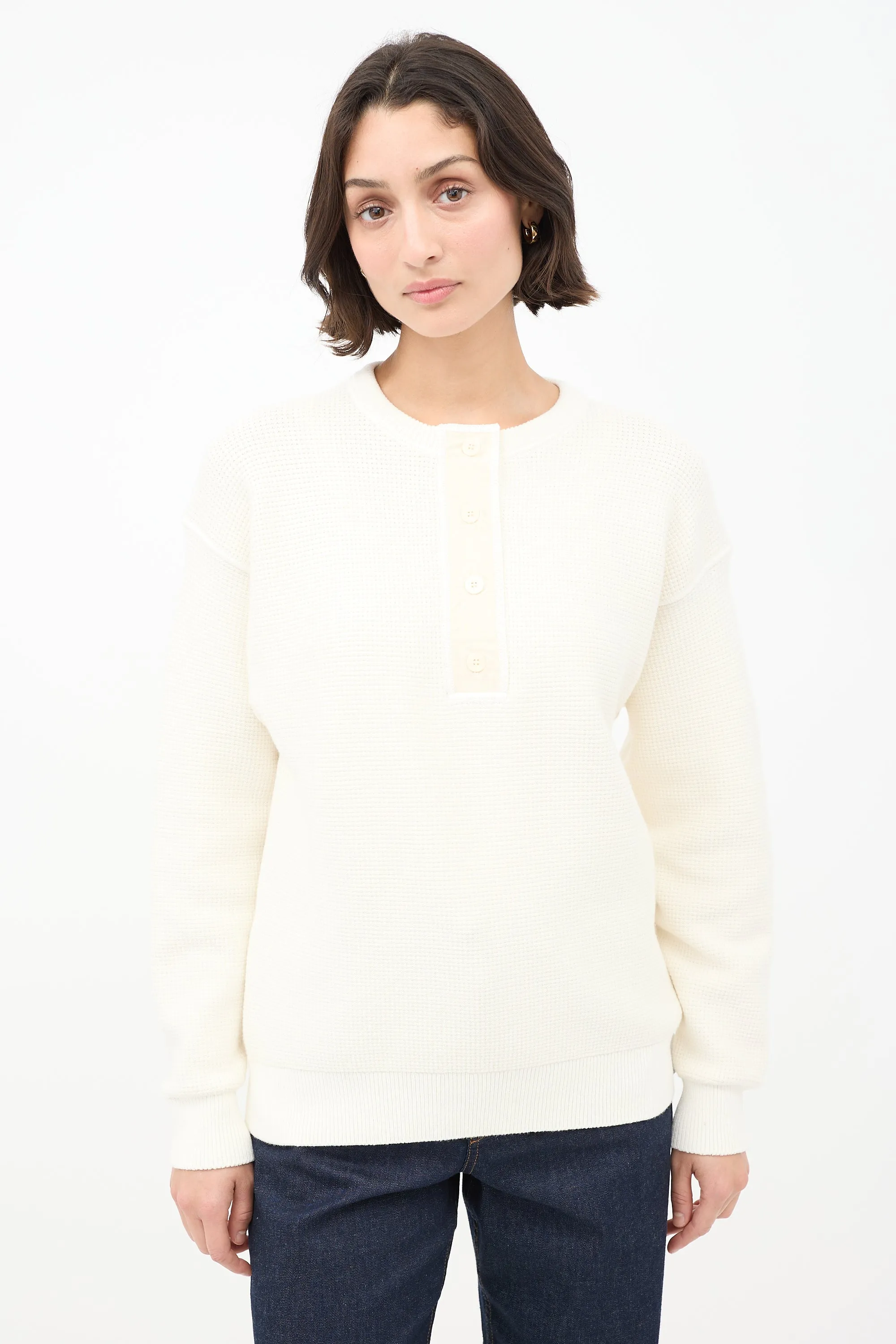 Cream Cotton Grelda Waffle Knit Sweater