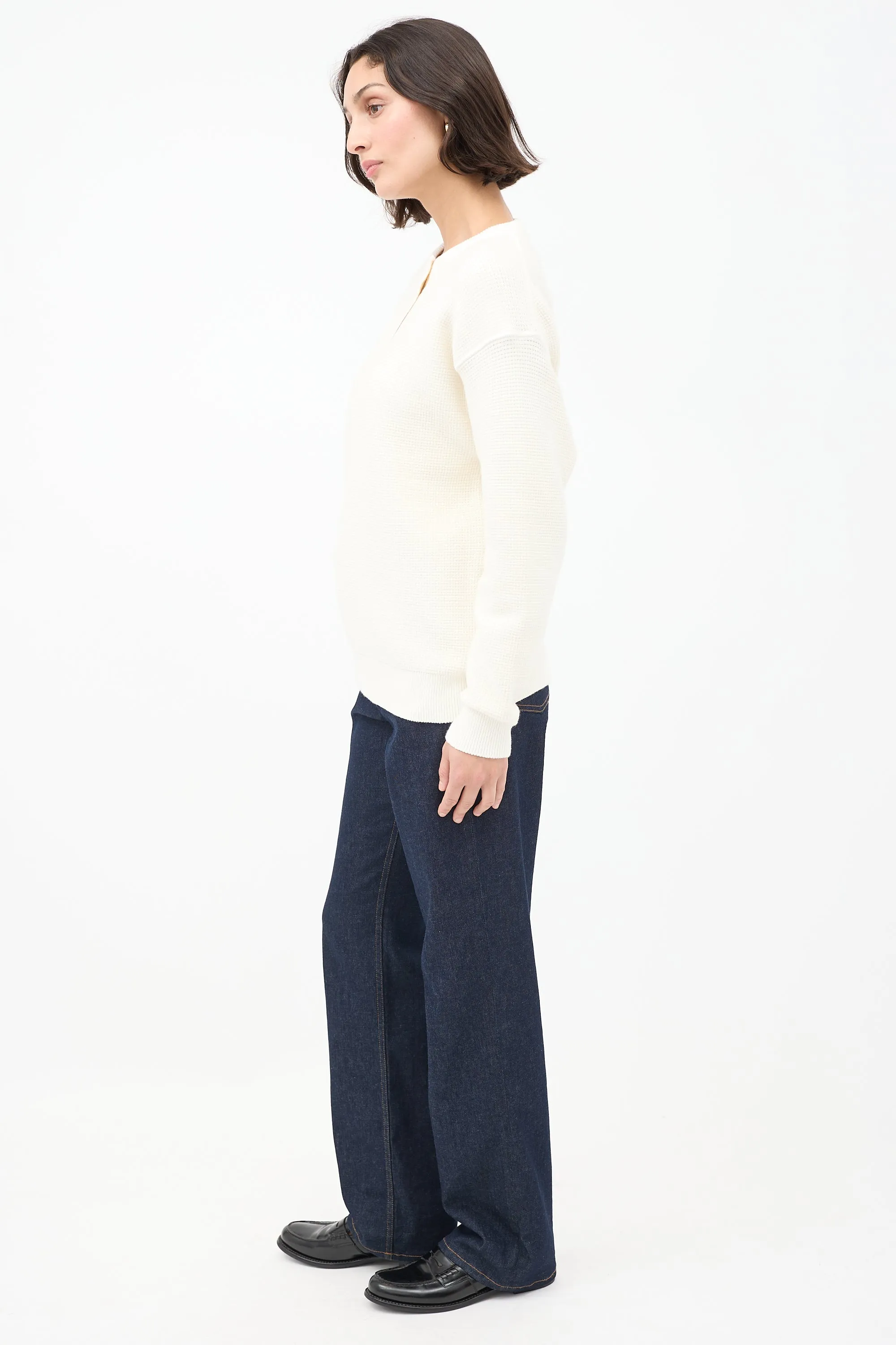 Cream Cotton Grelda Waffle Knit Sweater
