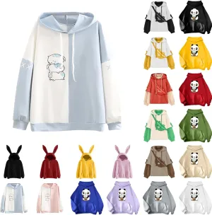 Cute Hoodies for Women Lovely Print Long Sleeved Drawstring Sweatshirts Casual Pullovers Tops with Pocket for Teen Girls