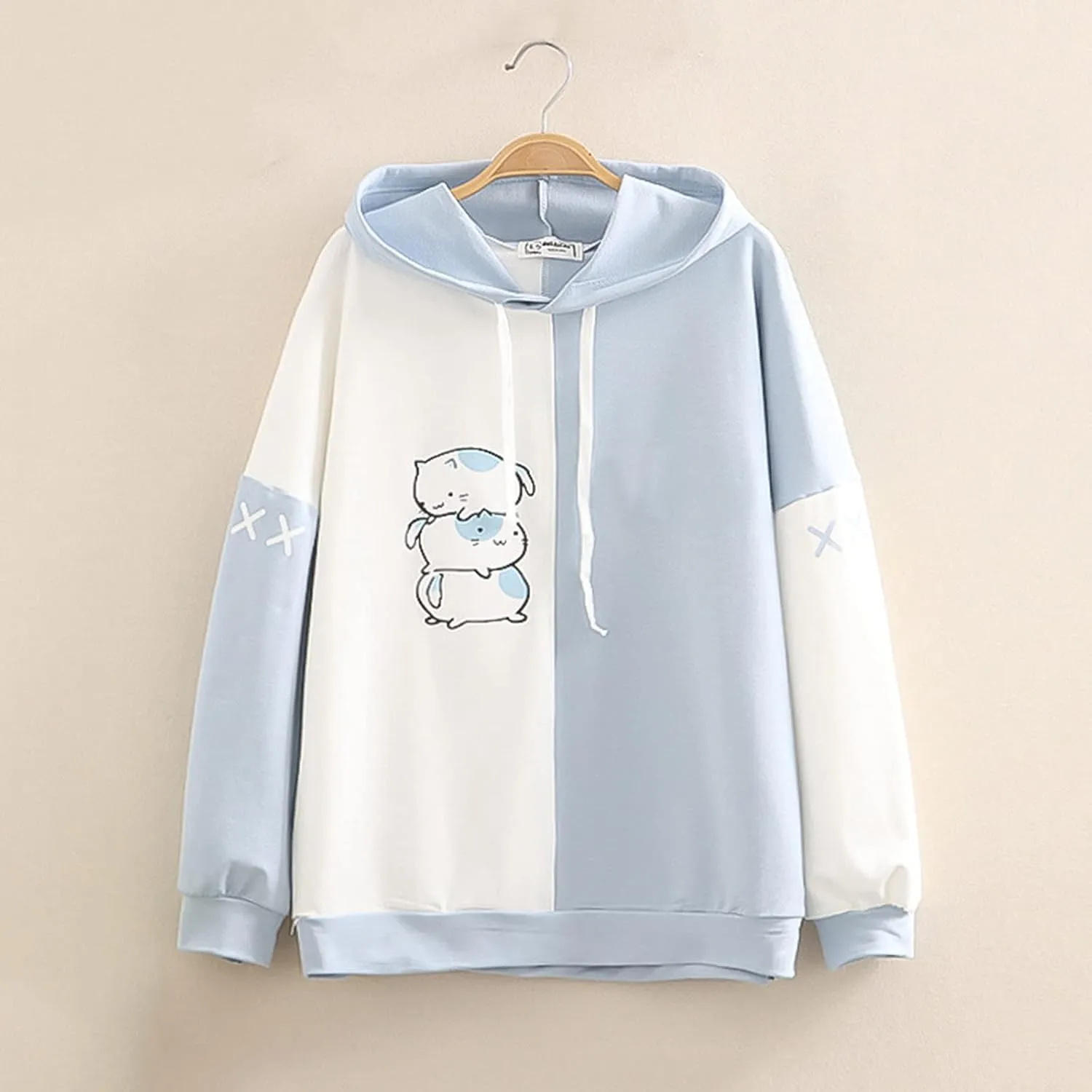 Cute Hoodies for Women Lovely Print Long Sleeved Drawstring Sweatshirts Casual Pullovers Tops with Pocket for Teen Girls