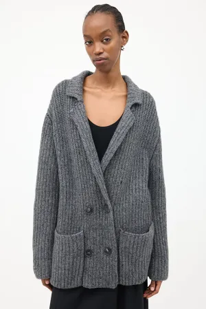 Dark Grey Cashmere & Silk Data Cardigan