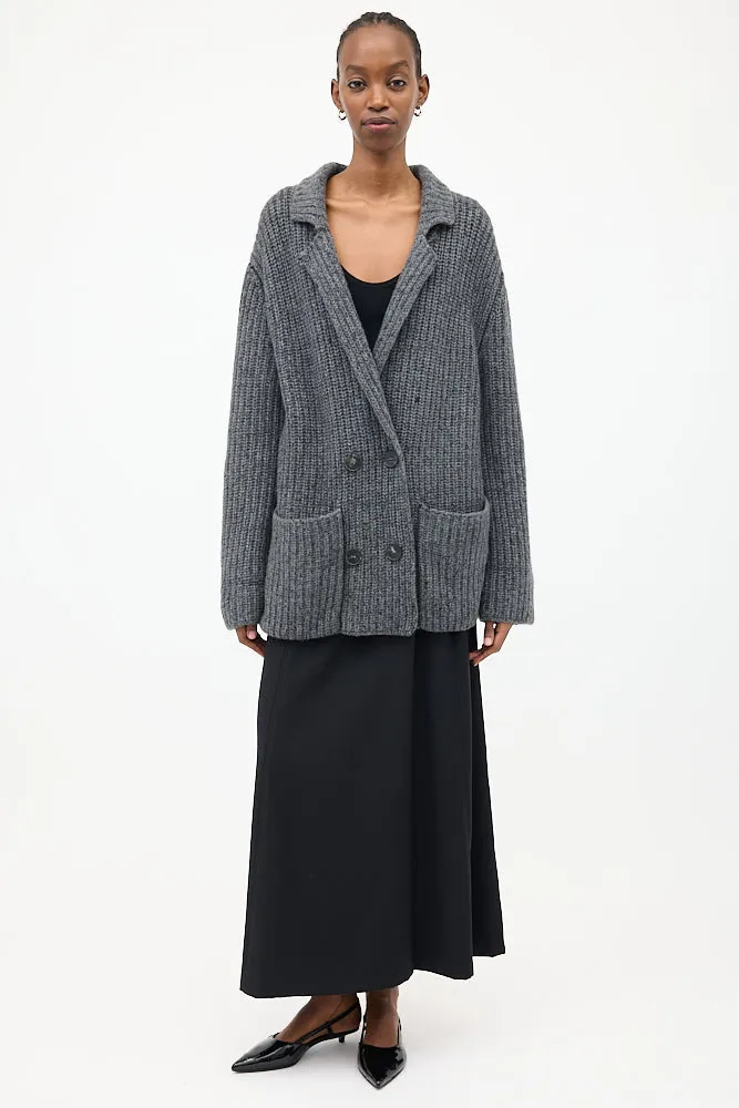 Dark Grey Cashmere & Silk Data Cardigan