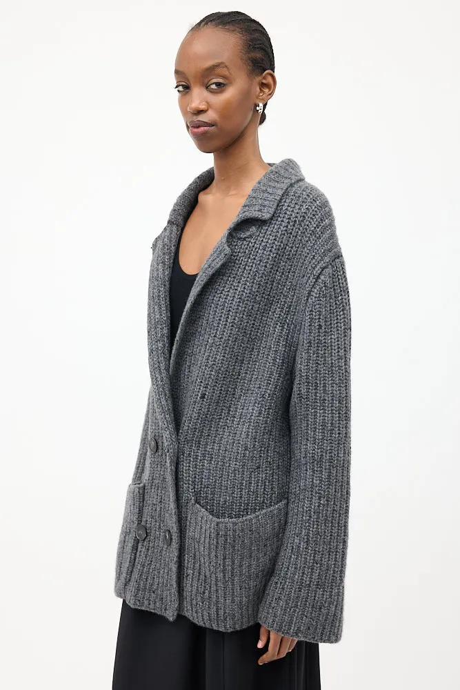 Dark Grey Cashmere & Silk Data Cardigan