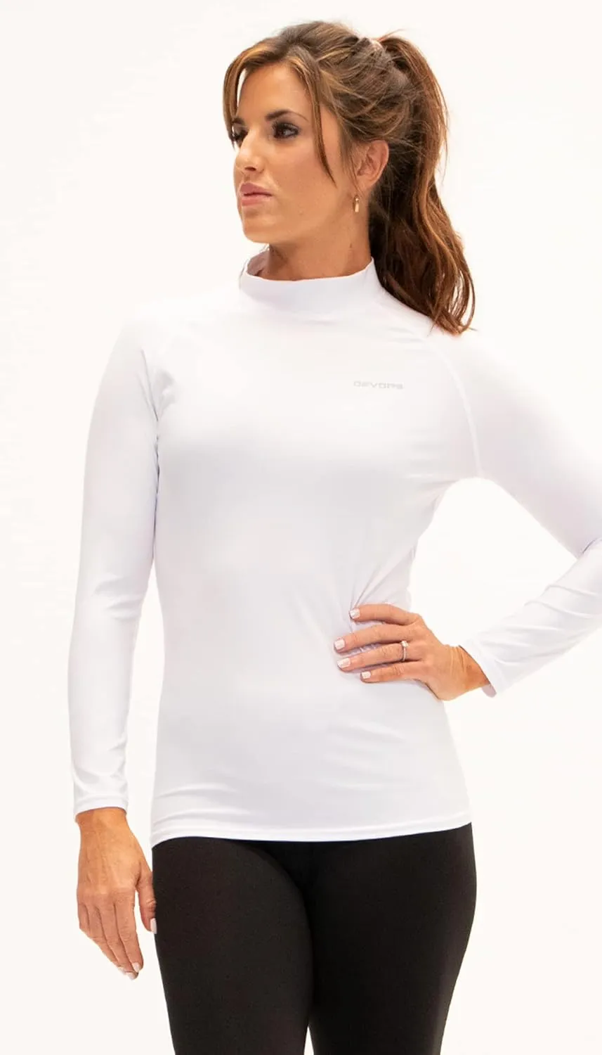 DEVOPS 3 Pack Women's Compression Shirt Dry Fit Turltle Neck Long Sleeve Running Athletic T-Shirt Workout Tops