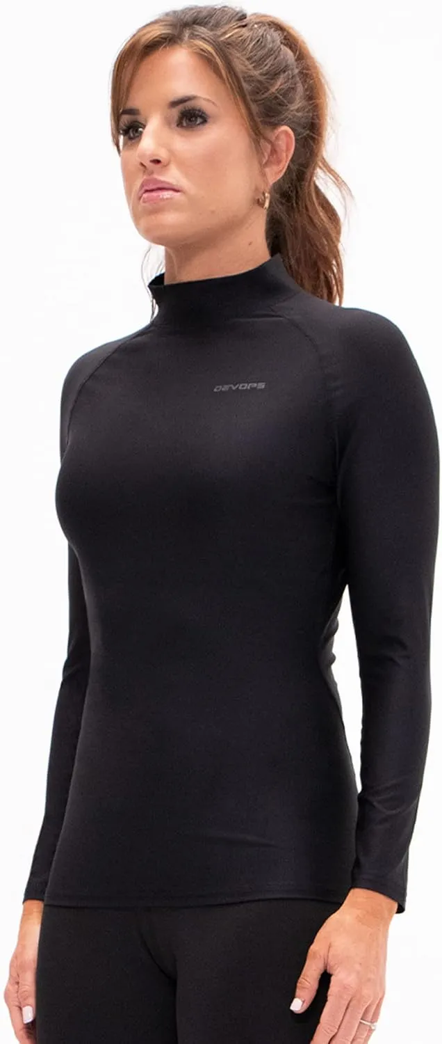 DEVOPS 3 Pack Women's Compression Shirt Dry Fit Turltle Neck Long Sleeve Running Athletic T-Shirt Workout Tops