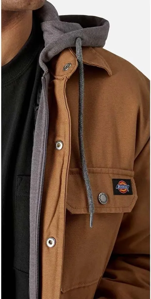 Dickies Men's Fleece Hooded Duck Shirt Jacket with Hydroshield