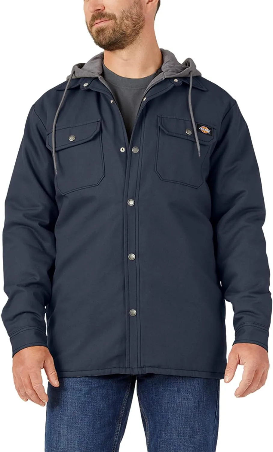 Dickies Men's Fleece Hooded Duck Shirt Jacket with Hydroshield