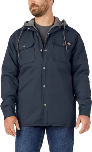 Dickies Men's Fleece Hooded Duck Shirt Jacket with Hydroshield
