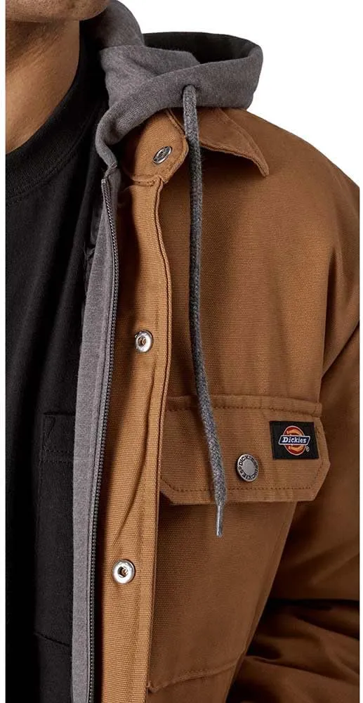 Dickies Men's Fleece Hooded Duck Shirt Jacket with Hydroshield