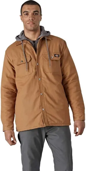 Dickies Men's Fleece Hooded Duck Shirt Jacket with Hydroshield