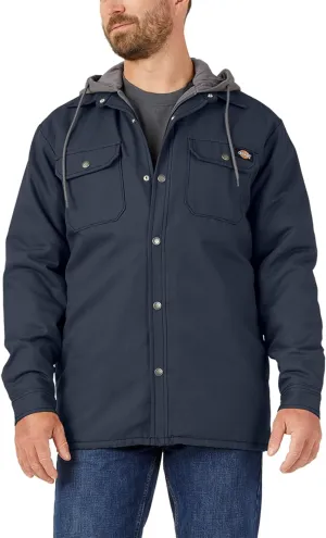Dickies Men's Fleece Hooded Duck Shirt Jacket with Hydroshield