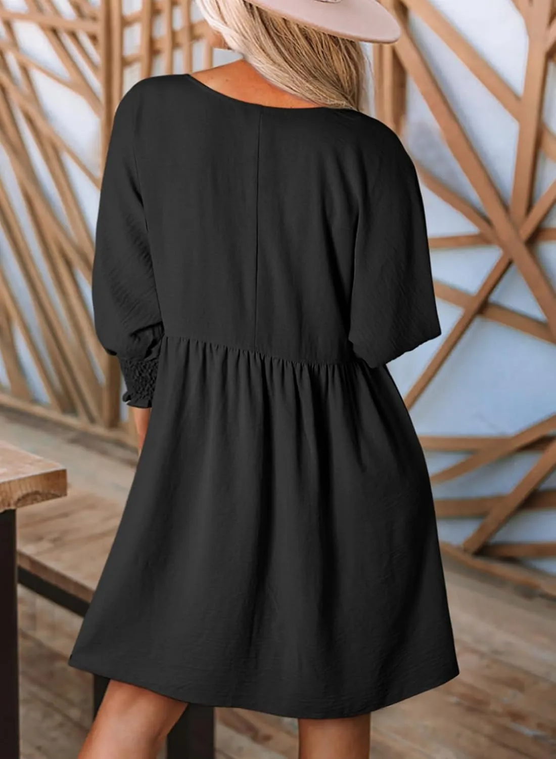 Dokotoo Womens Summer Spring Dresses Casual Tunic Dress Short Sleeve Crew Neck Flowy Swing Mini Dress