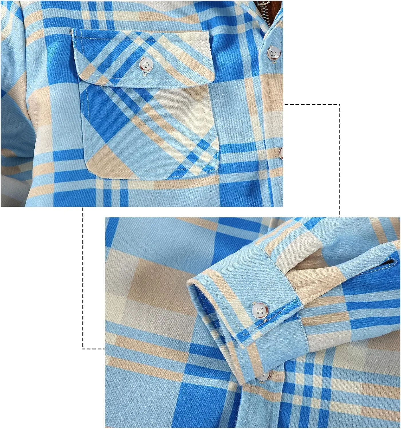 DOSLAVIDA Men's Flannel Shirt Jacket Quilted Lined Winter Coat Long Sleeve Button Dwon Shirt Warm Hooded Plaid Jacket