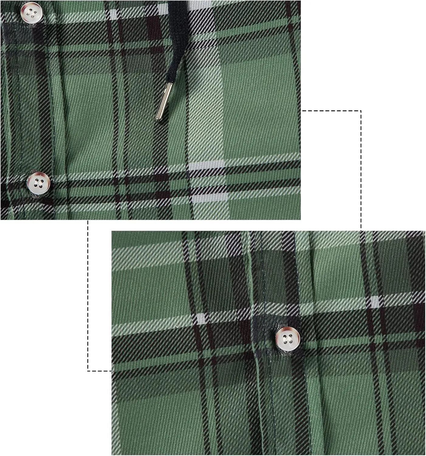 DOSLAVIDA Men's Flannel Shirt Jacket Quilted Lined Winter Coat Long Sleeve Button Dwon Shirt Warm Hooded Plaid Jacket