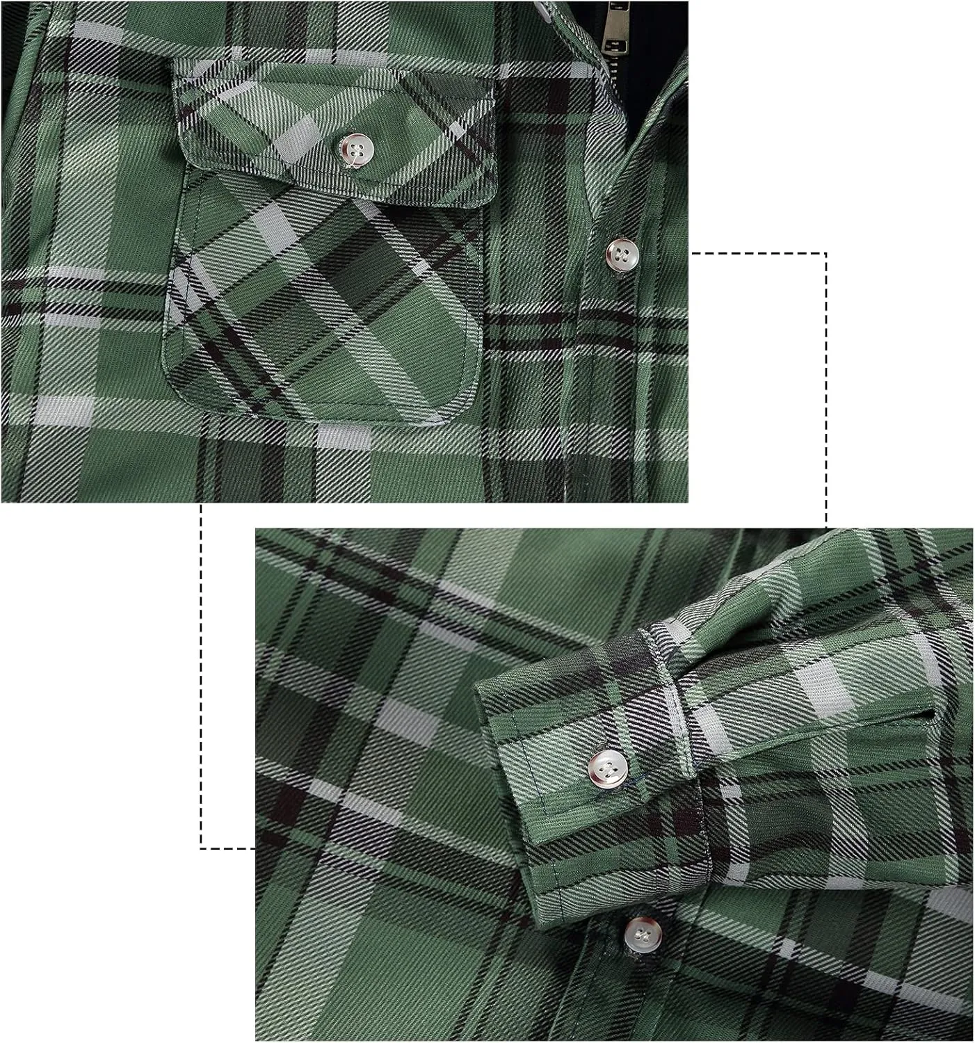 DOSLAVIDA Men's Flannel Shirt Jacket Quilted Lined Winter Coat Long Sleeve Button Dwon Shirt Warm Hooded Plaid Jacket