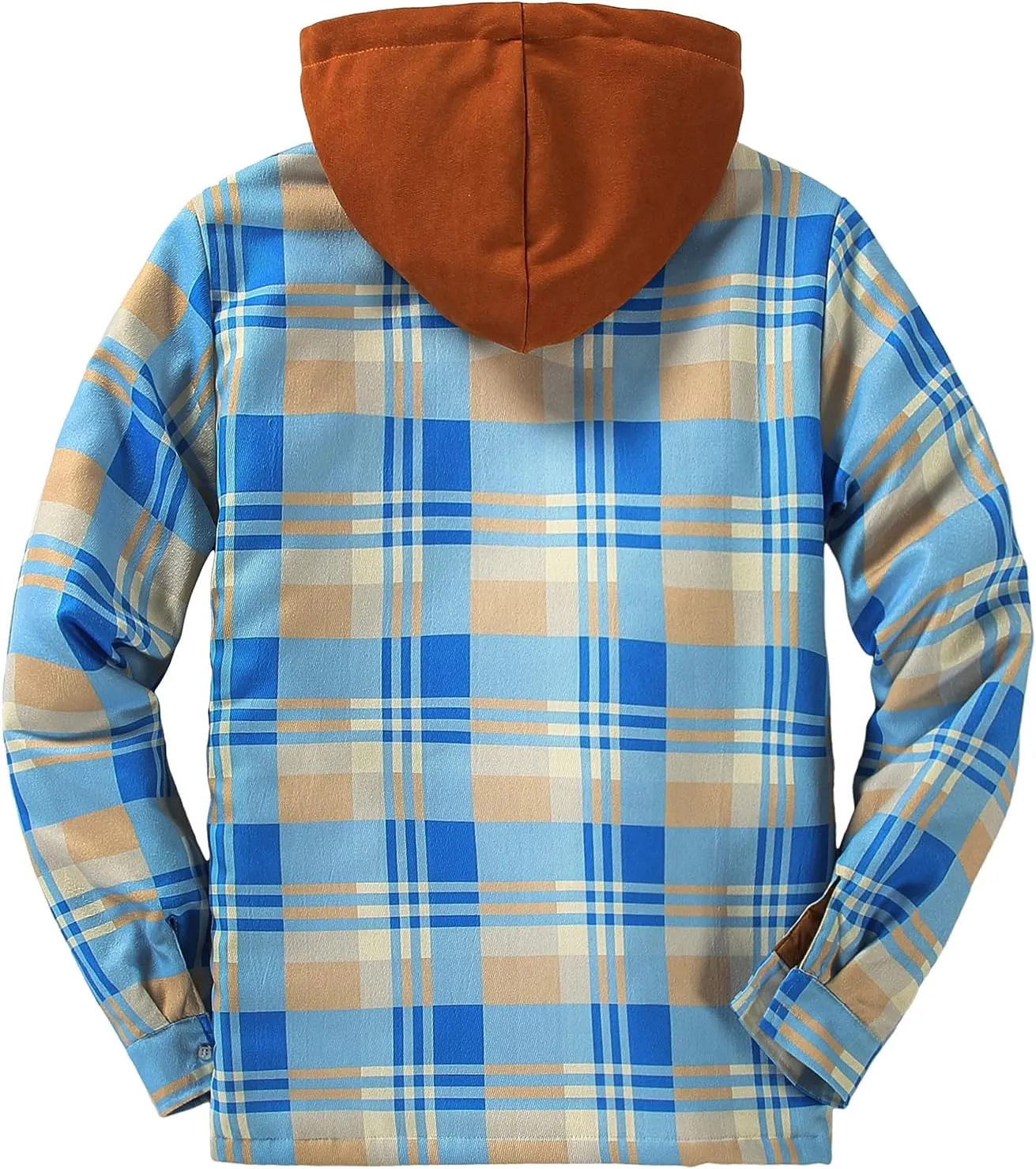 DOSLAVIDA Men's Flannel Shirt Jacket Quilted Lined Winter Coat Long Sleeve Button Dwon Shirt Warm Hooded Plaid Jacket