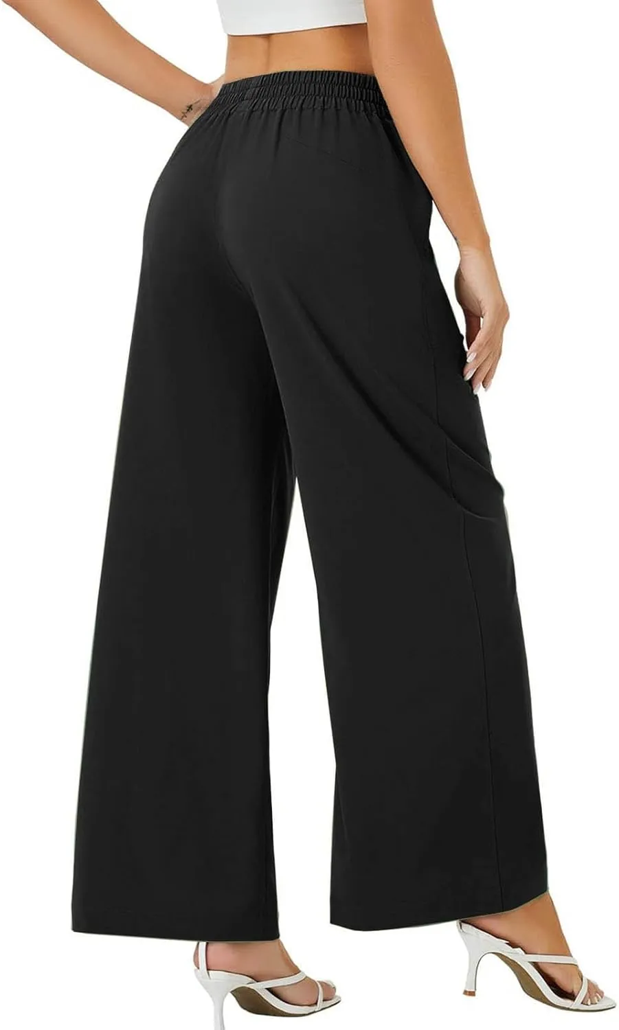 Dressy High Waist Wide Leg for Women Business Work Casual Pants Elegant Loose Fit Solid Straight Leg Trousers
