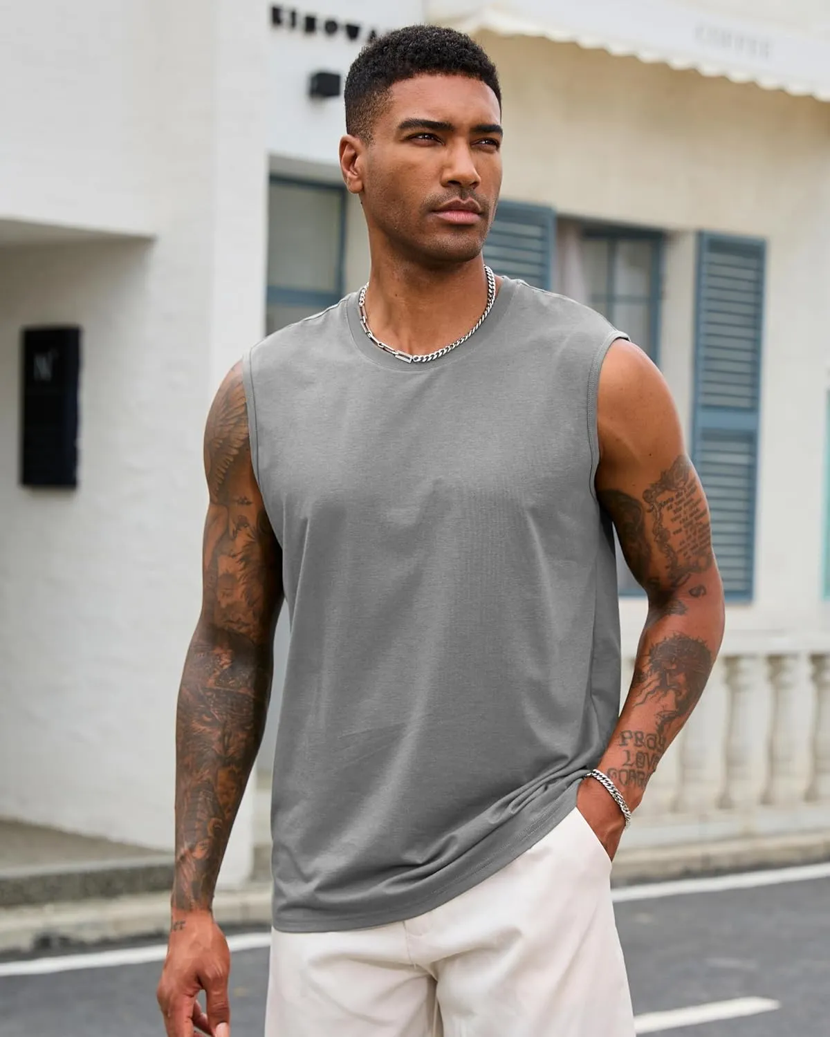 EKLENTSON Men's Tank Tops UPF 50  Sleeveless Shirt Lightweight Cooling Muscle Tee Sun Protection Quick Dry Workout Shirt