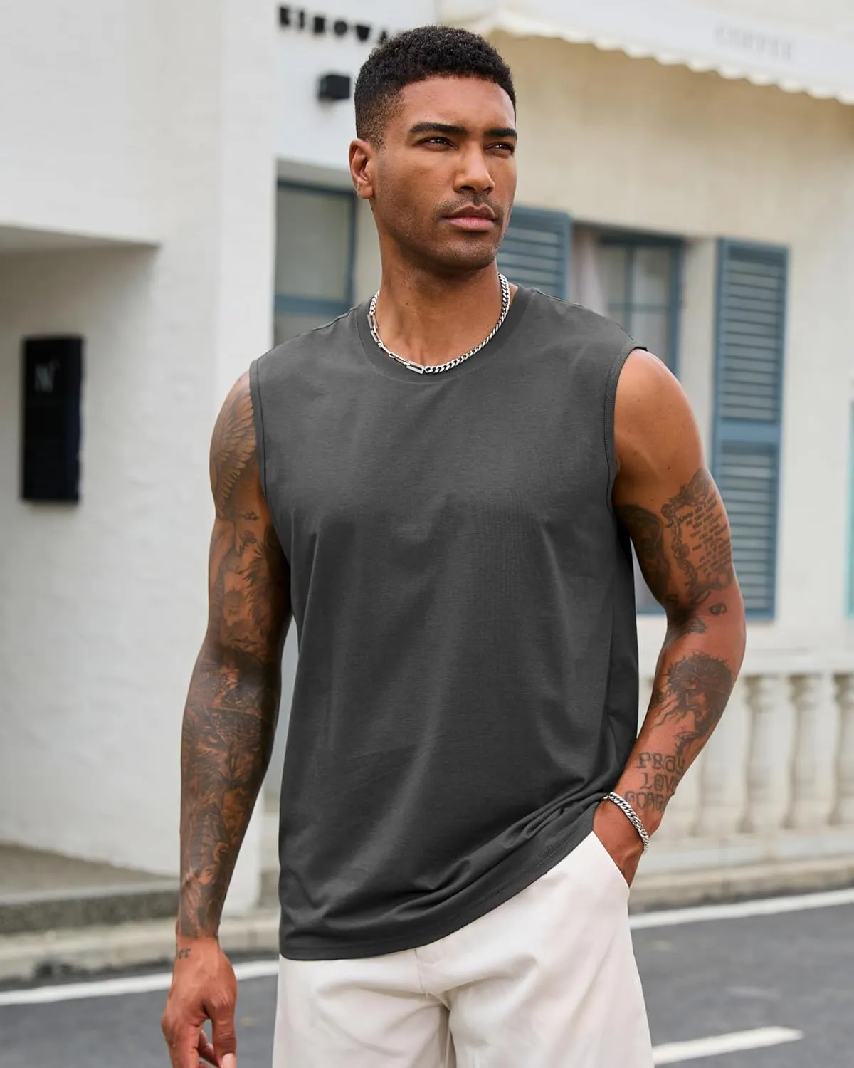 EKLENTSON Men's Tank Tops UPF 50  Sleeveless Shirt Lightweight Cooling Muscle Tee Sun Protection Quick Dry Workout Shirt