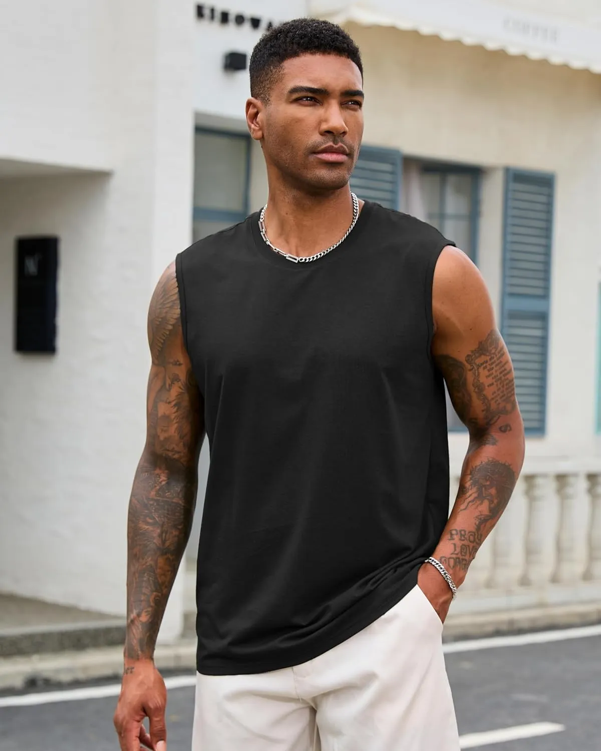 EKLENTSON Men's Tank Tops UPF 50  Sleeveless Shirt Lightweight Cooling Muscle Tee Sun Protection Quick Dry Workout Shirt