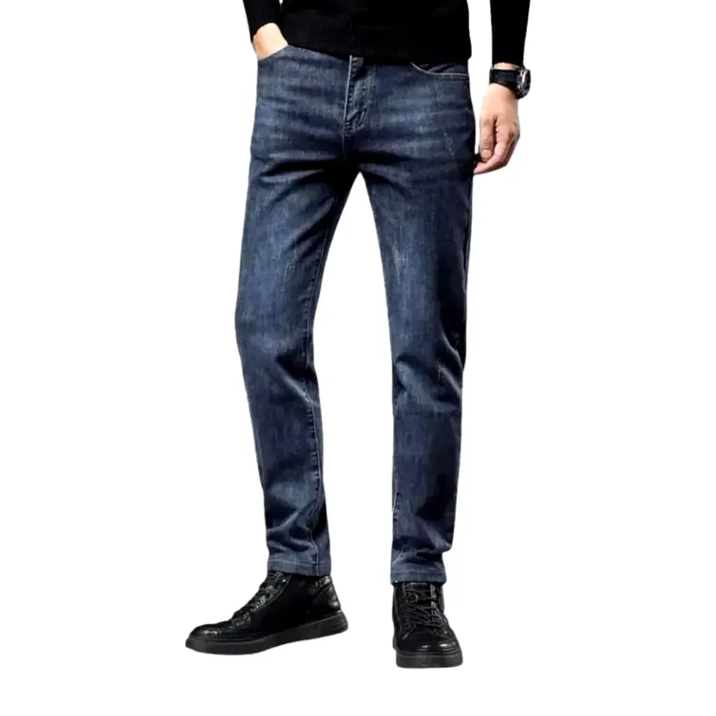 Elastic dark padded jeans for men