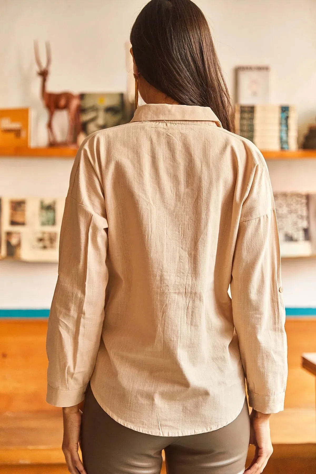 Ethnic Face Embroidered Linen Blouse