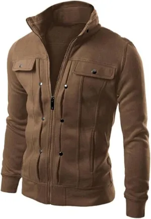 evzosrz Mens Zip Up Jackets Sweatshirts Fashion Casual Slim Fit Faux Leather Bombers Warm Fall Winter Motorcycle Lapel Coats