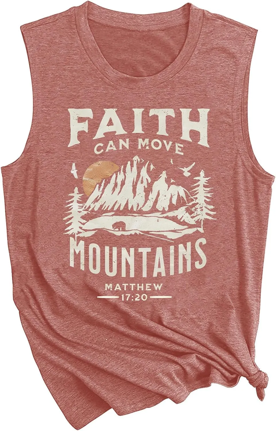 Faith Can Move Mountains Tank Top Women Christian Sleeveless Shirt Religious Faith Vest Shirt Camping Hiking Tee Tops